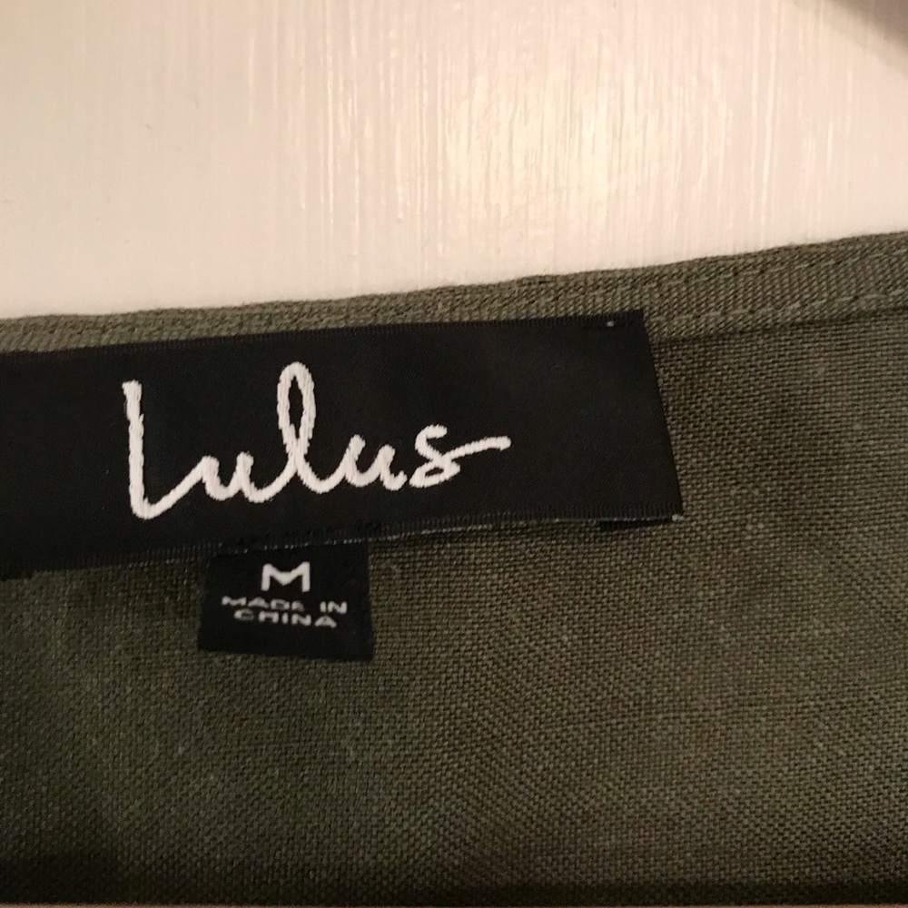 Lulus Olive Green Button-Front Skater Dress Medium - Picture 6 of 9